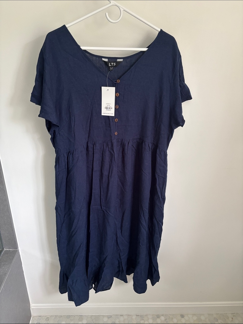 NEW Long Tall Sally Maternity Navy V-Neck Button Front Women's Dress
